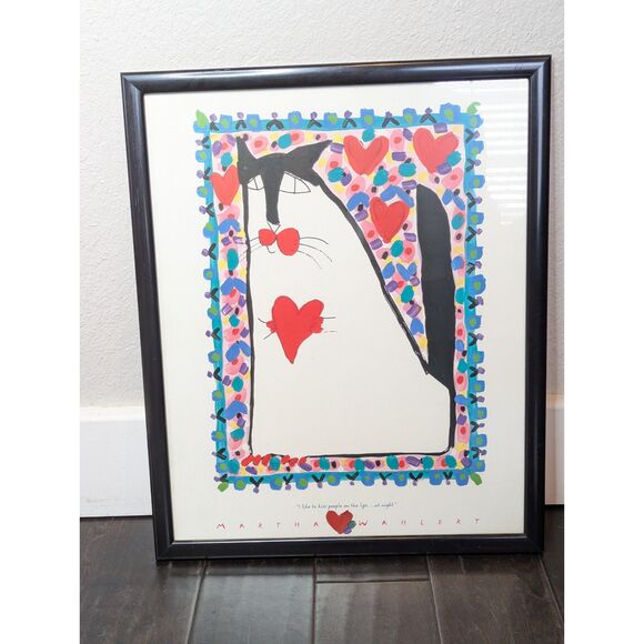 Martha Wahlert "I Like to Kiss People on the Lips... at Night" Framed Cat Print - Picture 2 of 10